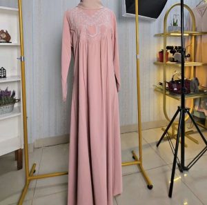Gamis rayon twill bordir etnik